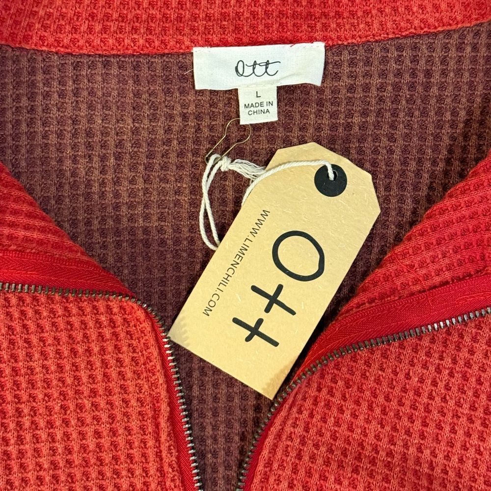 NWT Mineral Wash Colorblock Waffle Quarter Zip Sweater - Picture 6 of 9
